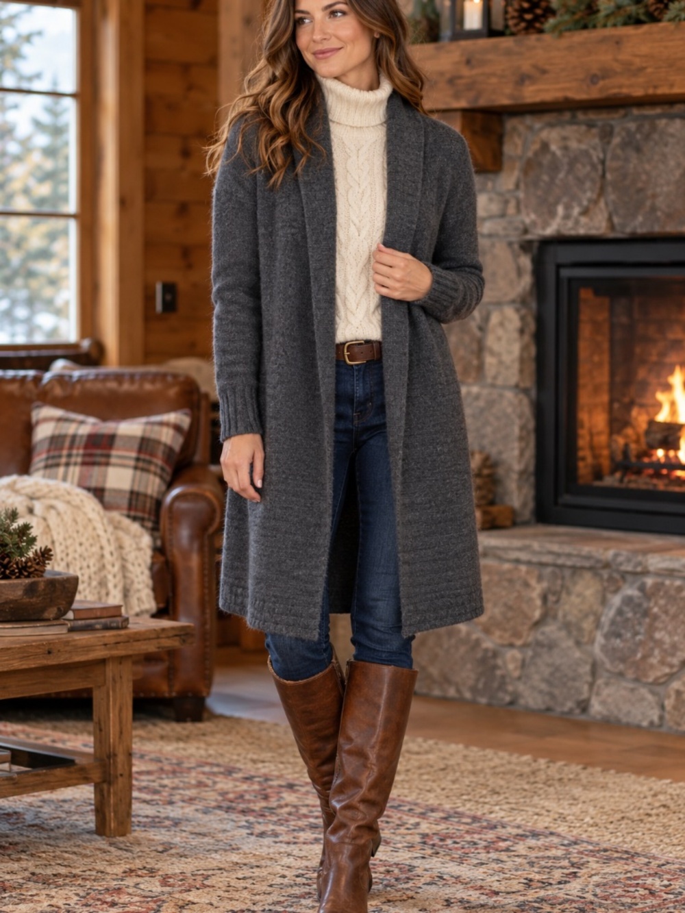 100% CASHMERE open knit cardigan S/M shawl collar luxury cabin core work luxury